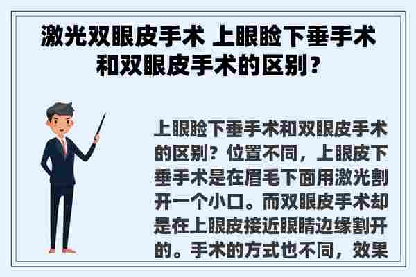 激光双眼皮手术 上眼睑下垂手术和双眼皮手术的区别？